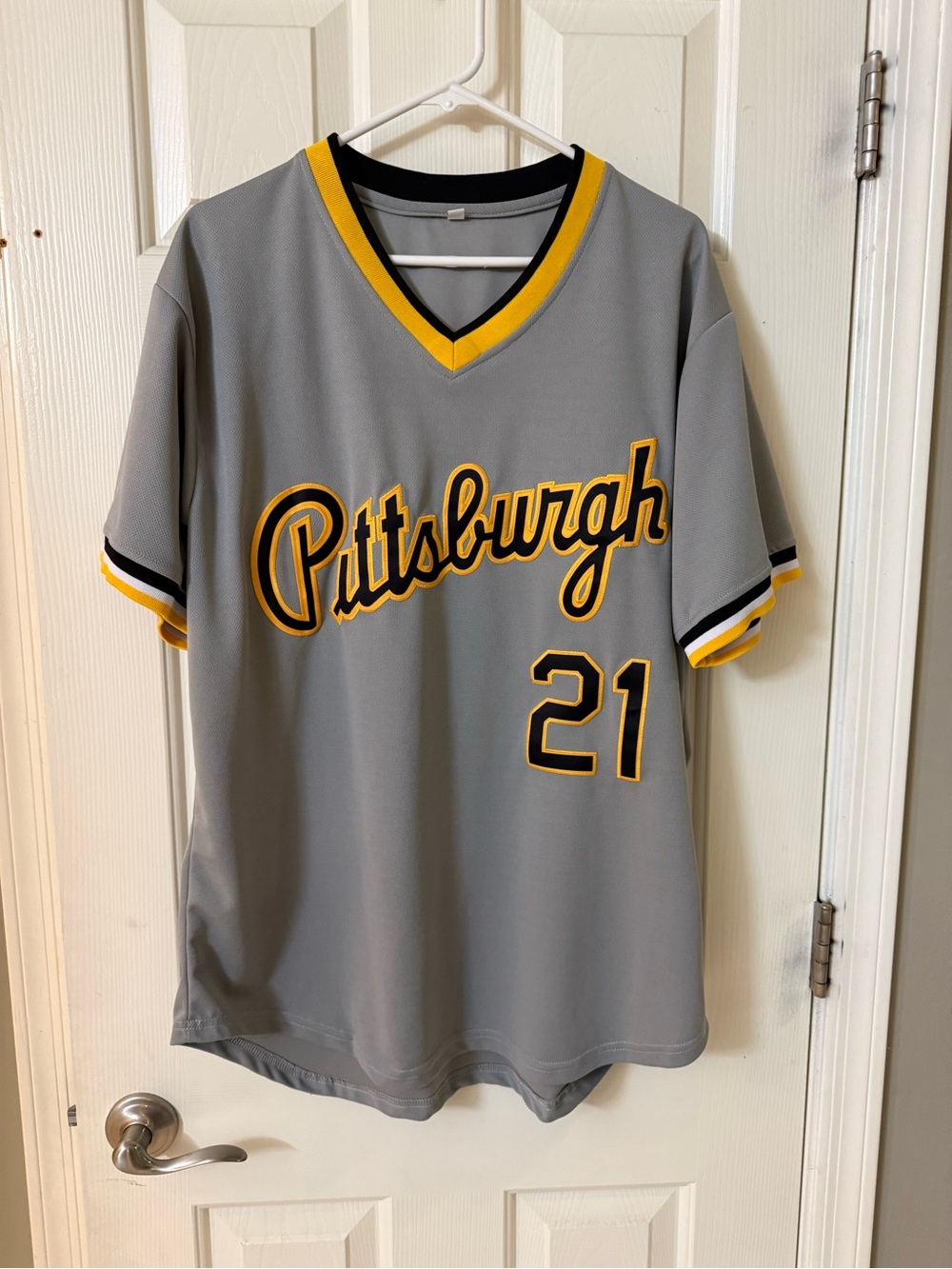 Pittsburgh Grey & Yellow Baseball Jersey #21